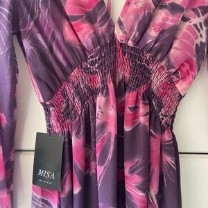 Misa Los Angeles Purple and Pink Maxi Dress
